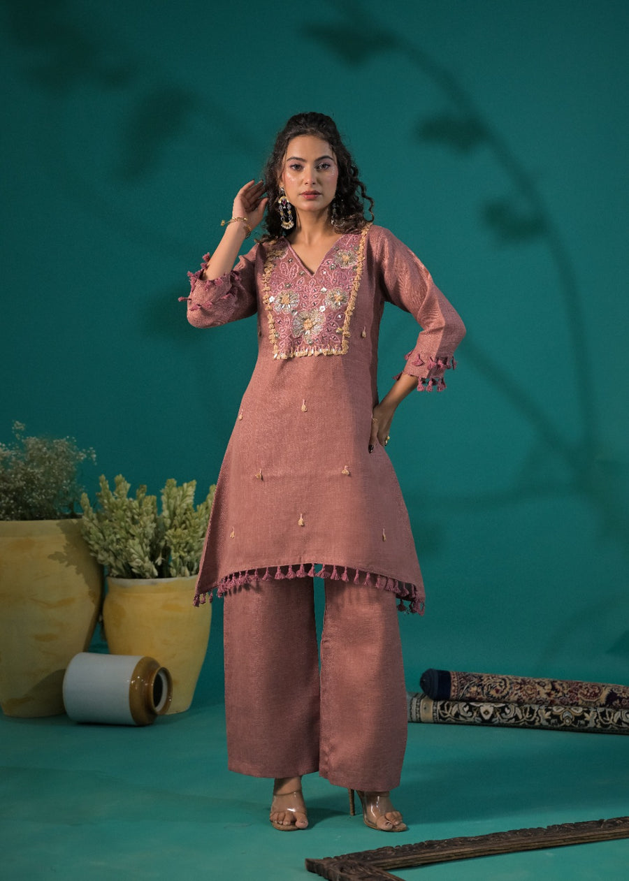 Elegant Embroidered Kurta Pant Set