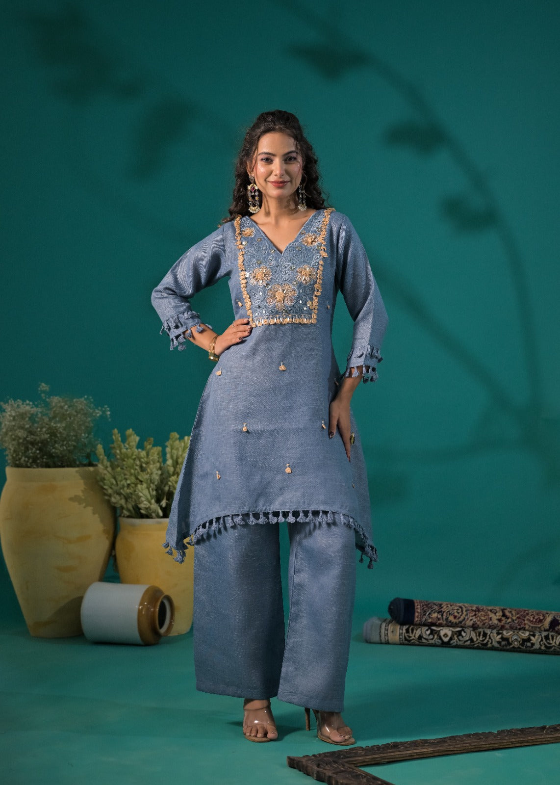 Elegant Embroidered Kurta Pant Set