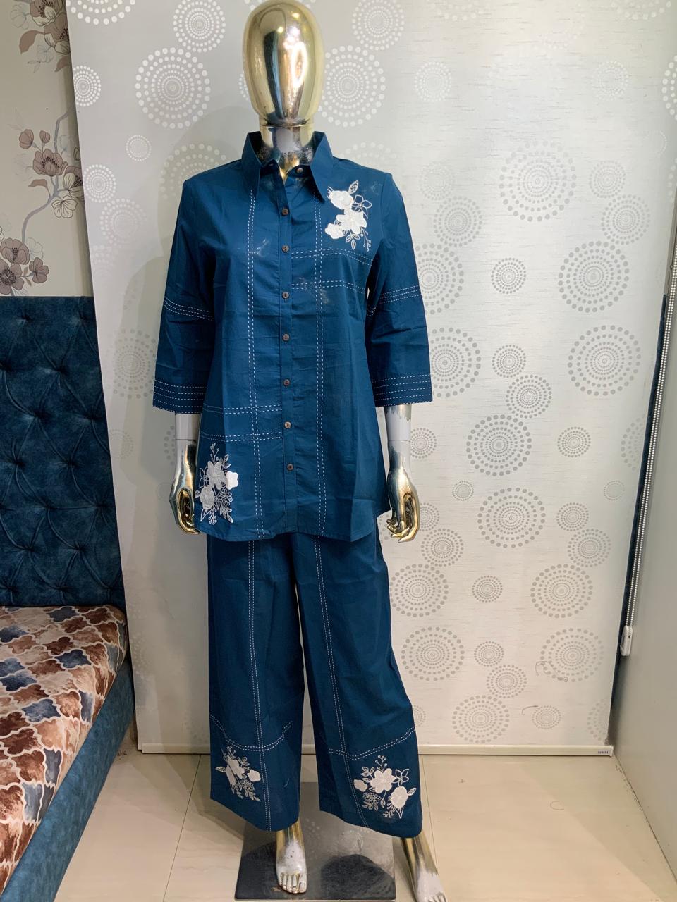 Denim Embroidered Co-ord Set