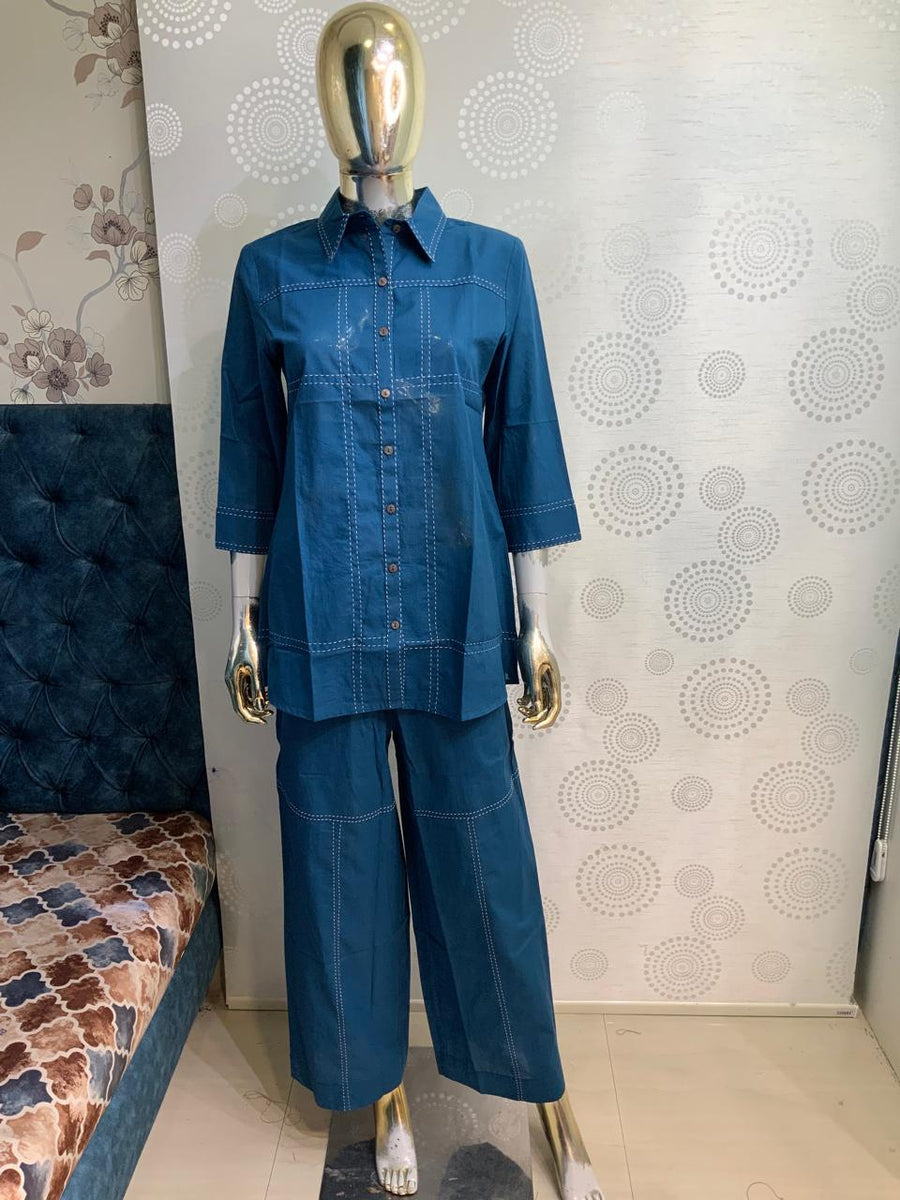 Denim Blue Stitch Co-ord Set