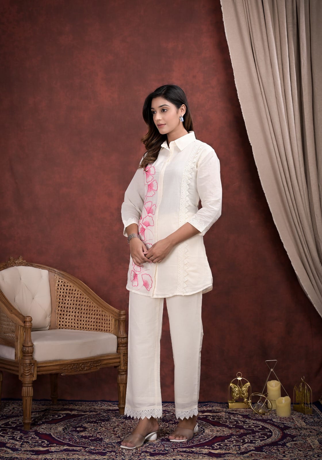 Pearl White Floral Co-ord Set