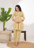 Women Embroidered V-Neck Peplum Style Kurta Pant Set