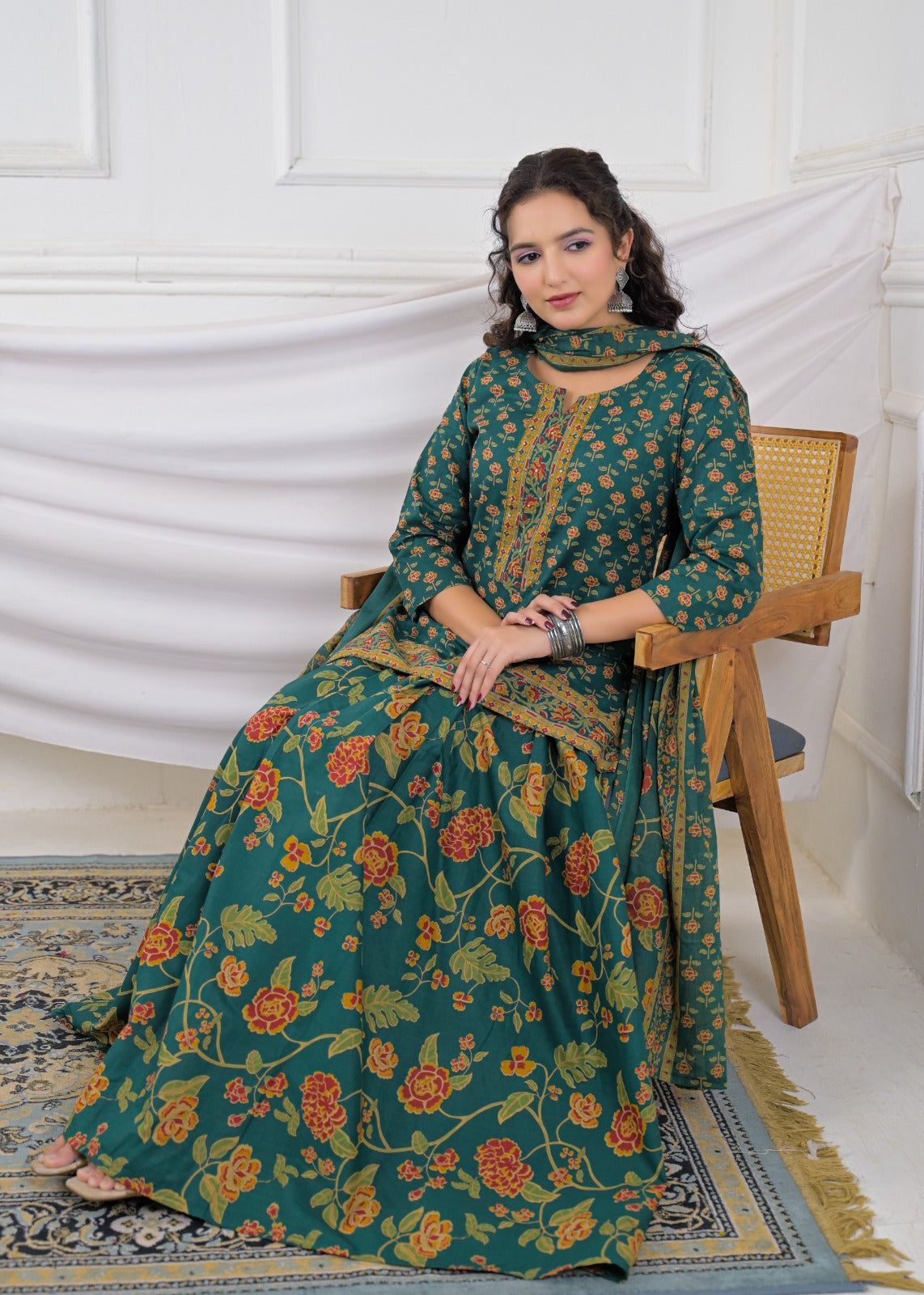 Floral Printed Sharara Suit Set