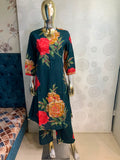 Women Floral Printed V-Neck A-Line Kurta with Pant Set
