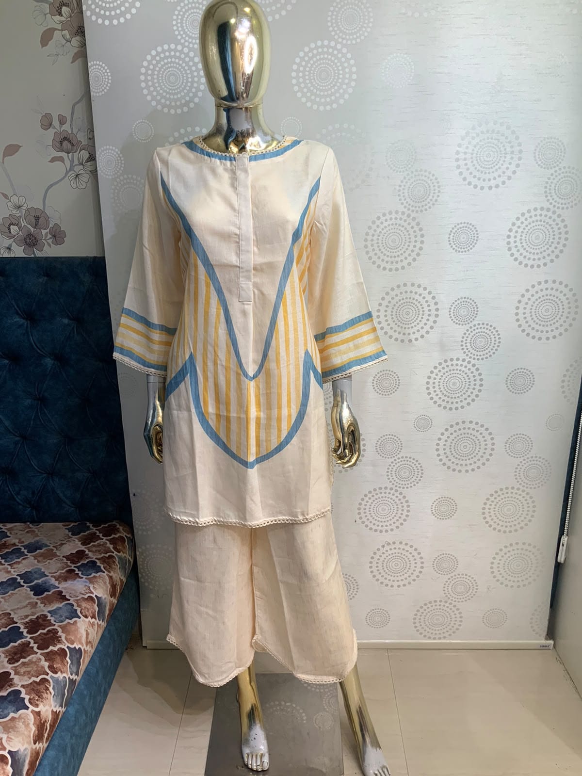 Elegant Embroidered Short Kurta Pant Set