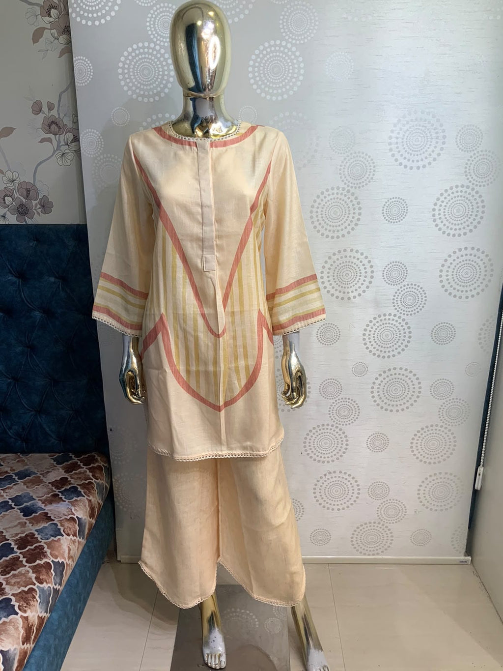 Elegant Embroidered Short Kurta Pant Set