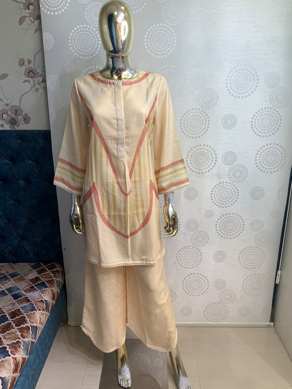 Elegant Embroidered Short Kurta Pant Set