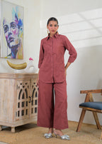 Embroidered Shirt-Style Co-ord Set