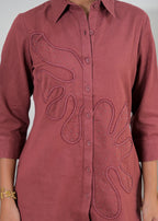Embroidered Shirt-Style Co-ord Set