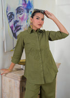 Embroidered Shirt-Style Co-ord Set
