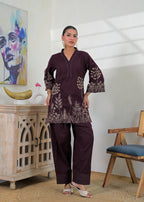 Floral Embroidered V-Neck Kurta Pant Set