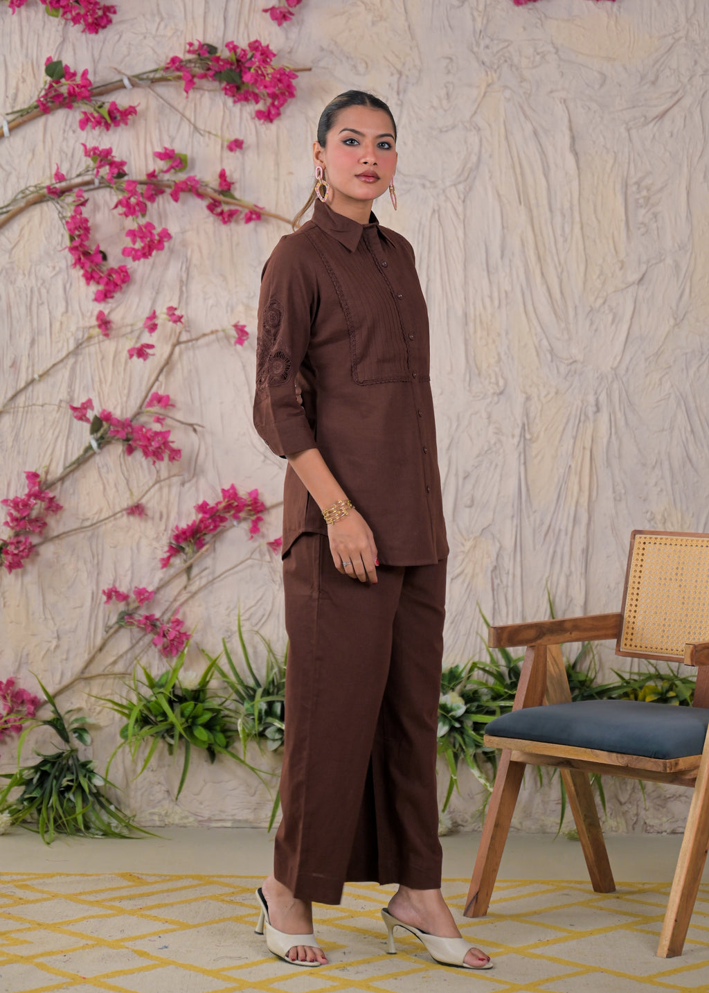 Embroidered Shirt Style Kurta Pant Set