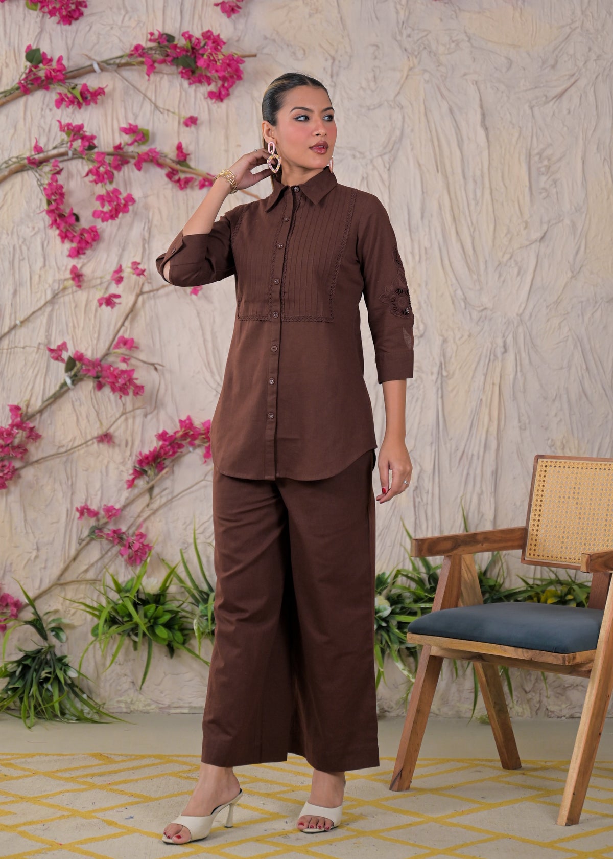 Embroidered Shirt Style Kurta Pant Set