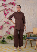 Embroidered Shirt Style Kurta Pant Set