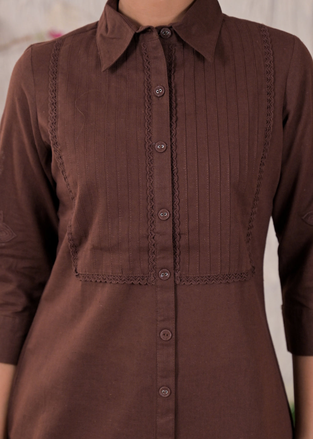 Embroidered Shirt Style Kurta Pant Set