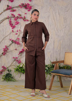Embroidered Shirt Style Kurta Pant Set