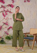 Embroidered Shirt Style Kurta Pant Set