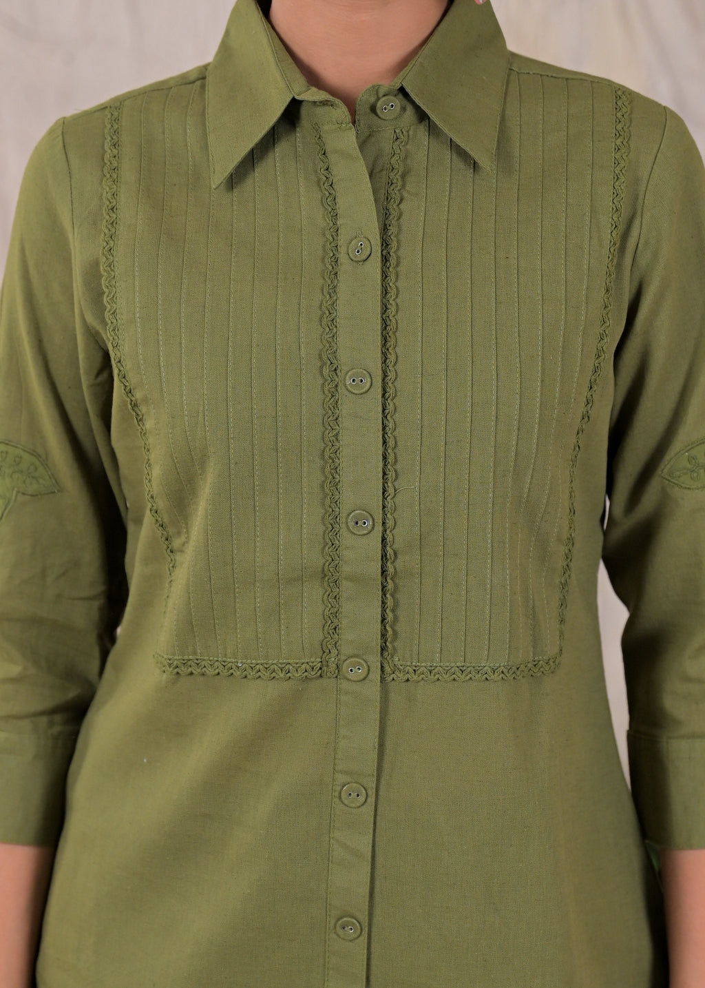 Embroidered Shirt Style Kurta Pant Set