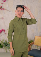 Embroidered Shirt Style Kurta Pant Set