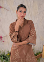 Floral Embroidered V-Neck Kurta Pant Set
