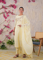 Women’s Floral Embroidered Kurta Palazzo with Dupatta Set