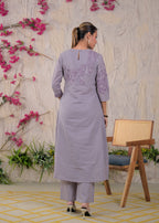 Women’s Floral Embroidered Kurta Palazzo with Dupatta Set
