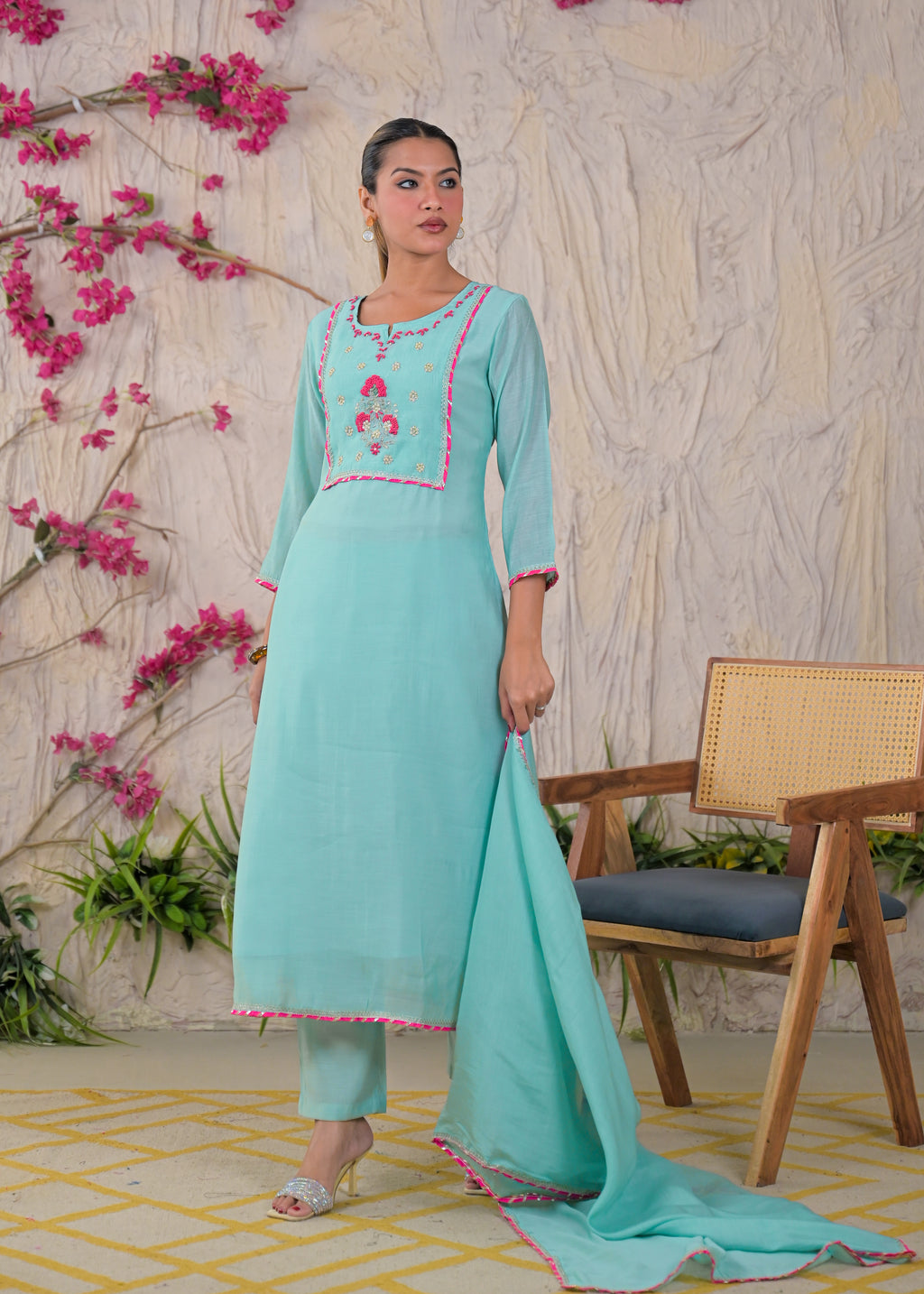 Embroidered Anarkali Suit Set