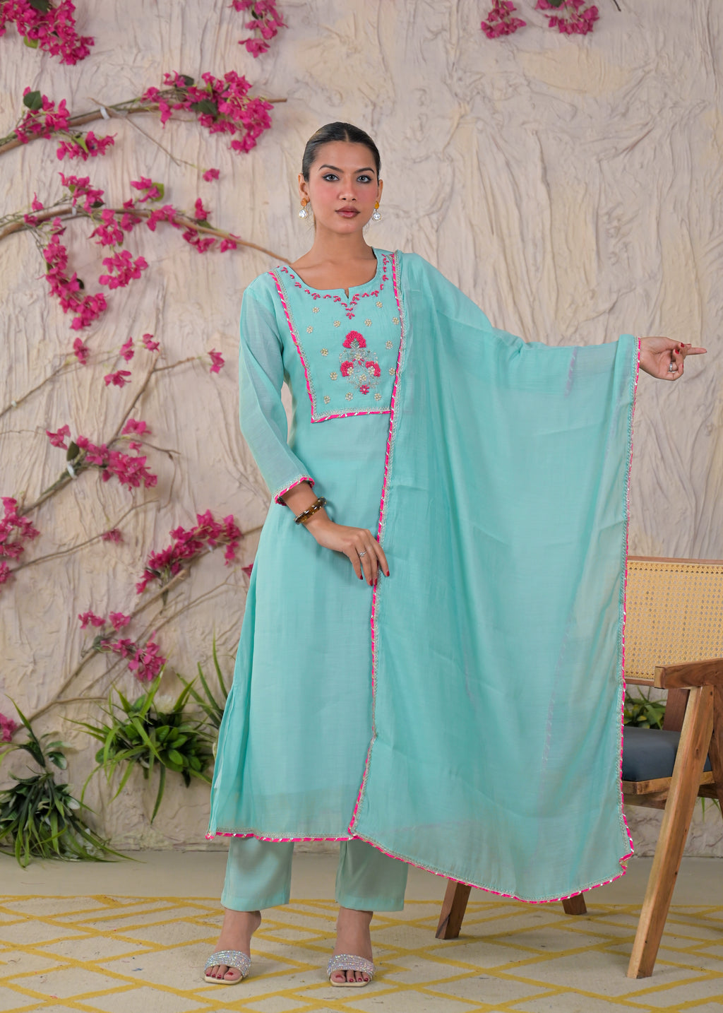 Embroidered Anarkali Suit Set