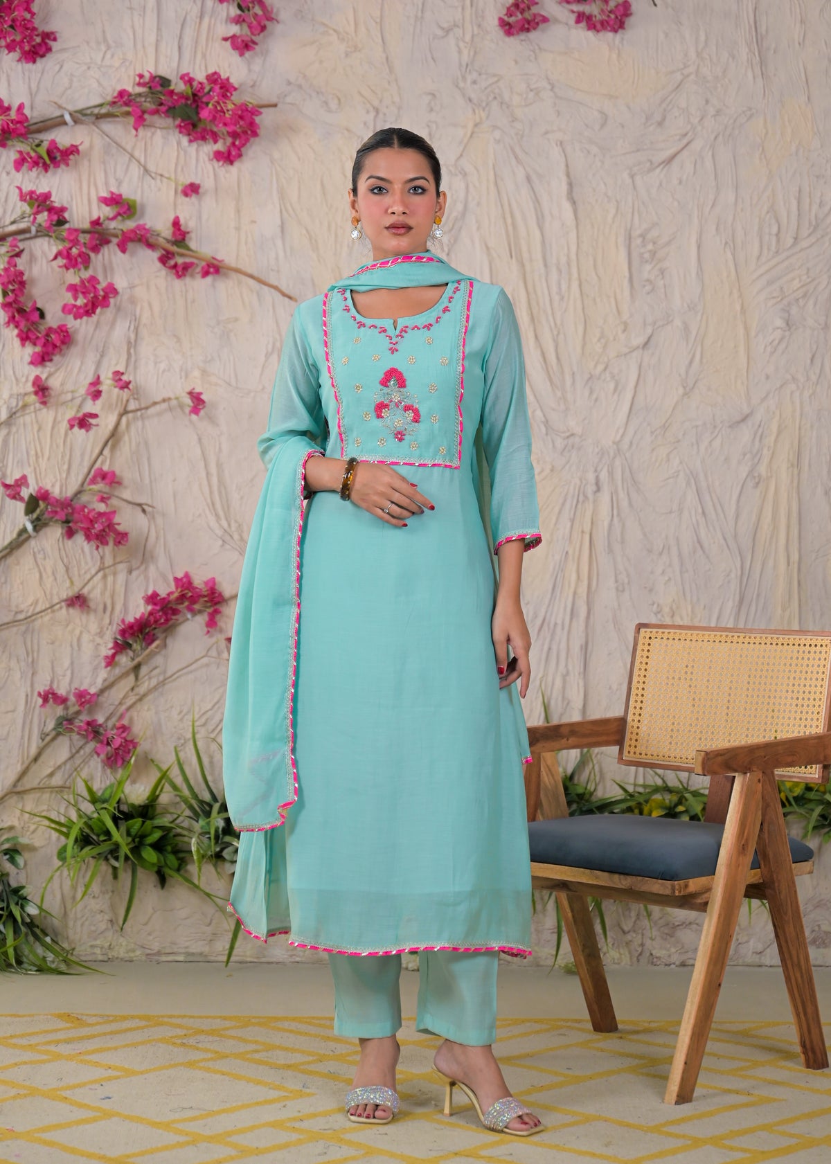 Embroidered Anarkali Suit Set