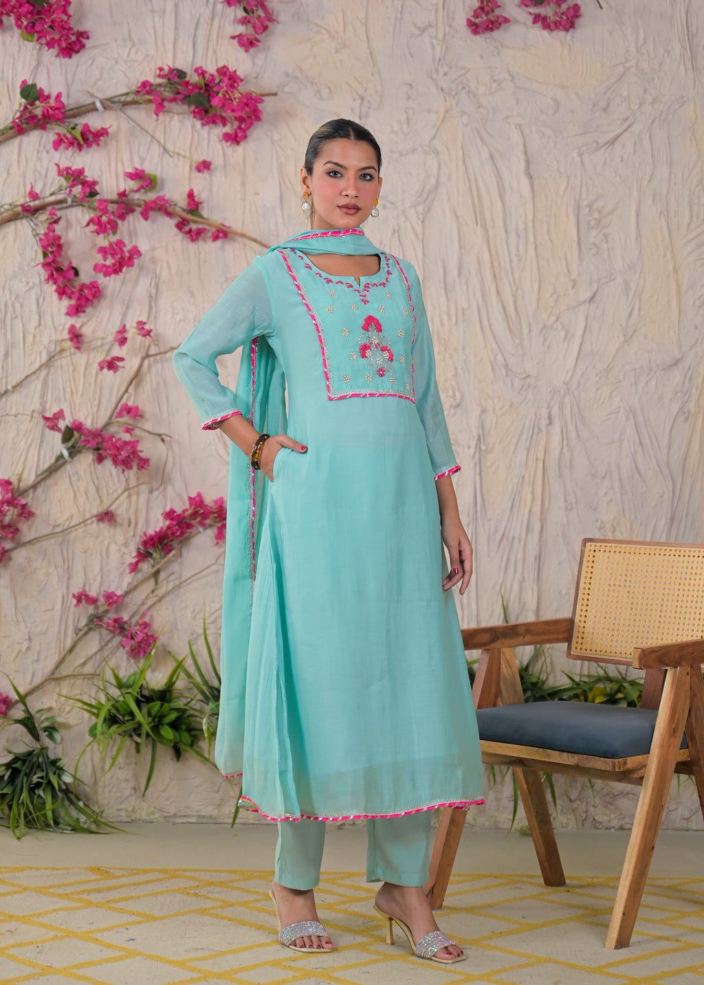 Embroidered Anarkali Suit Set