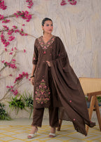 Embroidered Chanderi 3-Piece Suit Set