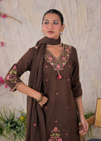 Embroidered Chanderi 3-Piece Suit Set