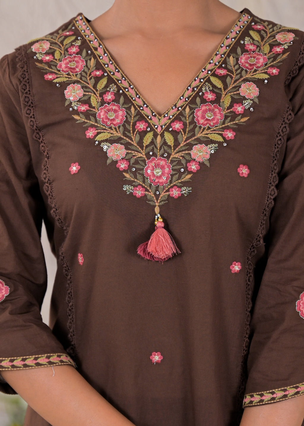 Embroidered Chanderi 3-Piece Suit Set