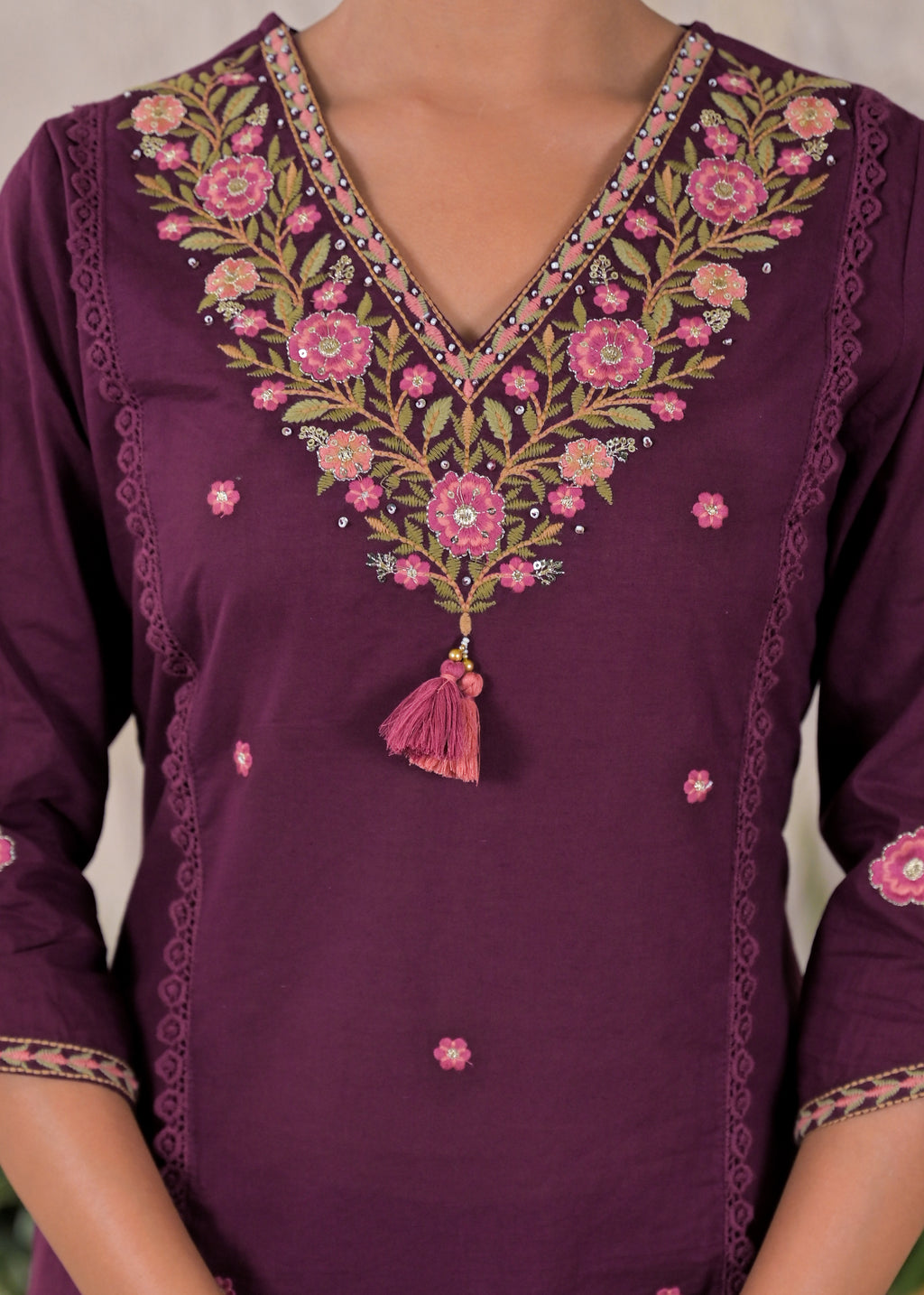 Embroidered Chanderi 3-Piece Suit Set