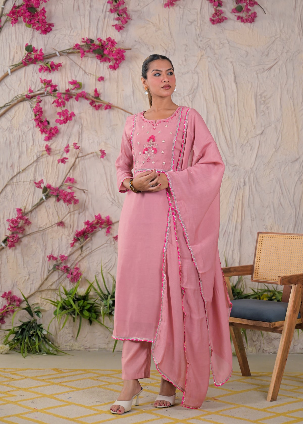 Embroidered Anarkali Suit Set