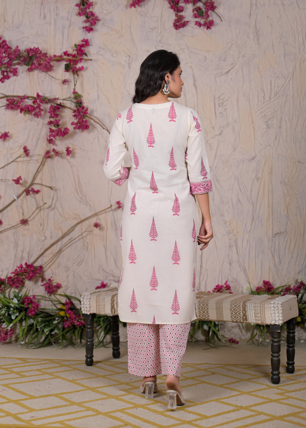 Women Jaipuri Block Printed 3 Piece Straight Kurta Pant Set with Dupatta