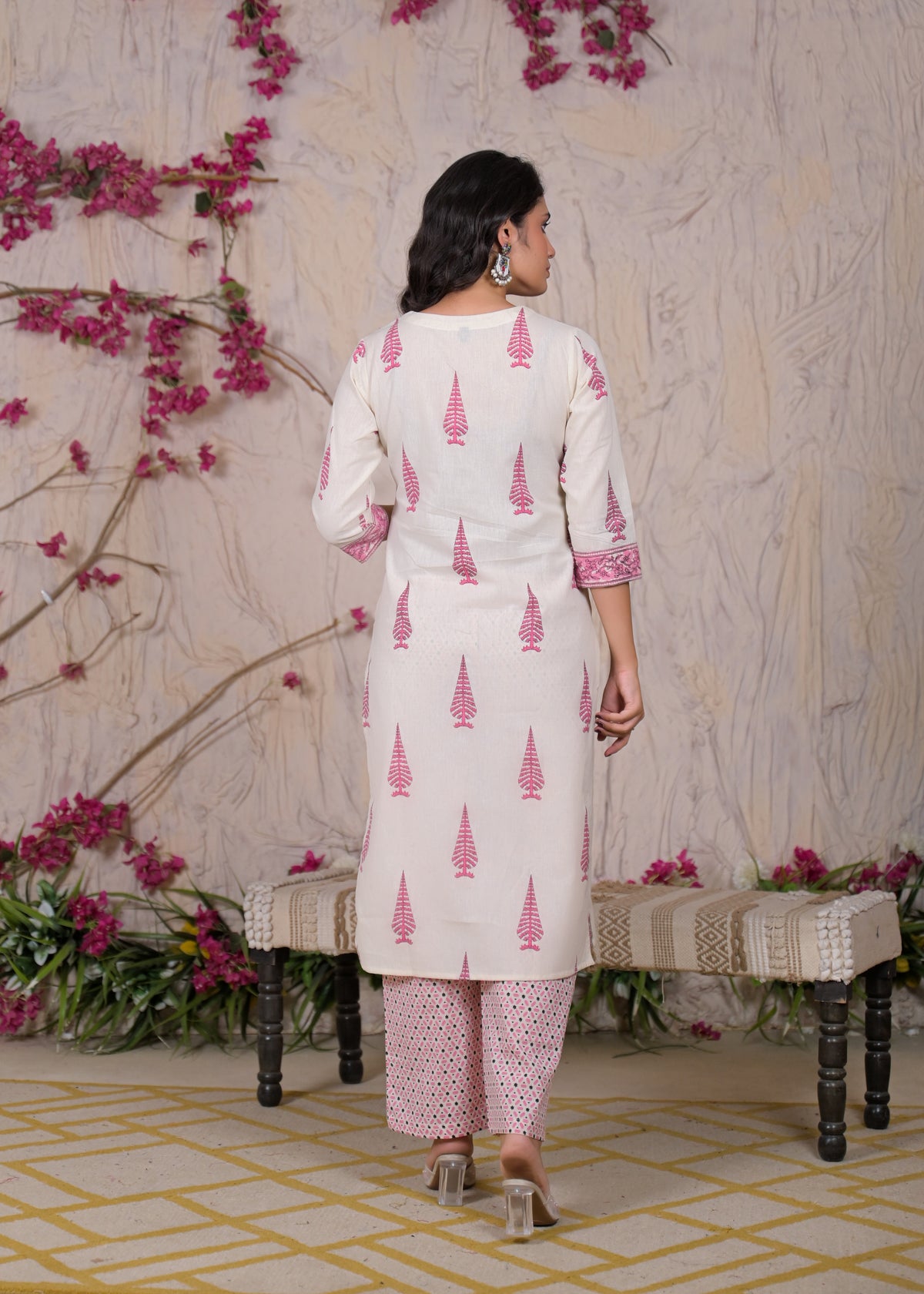 Women Jaipuri Block Printed 3 Piece Straight Kurta Pant Set with Dupatta