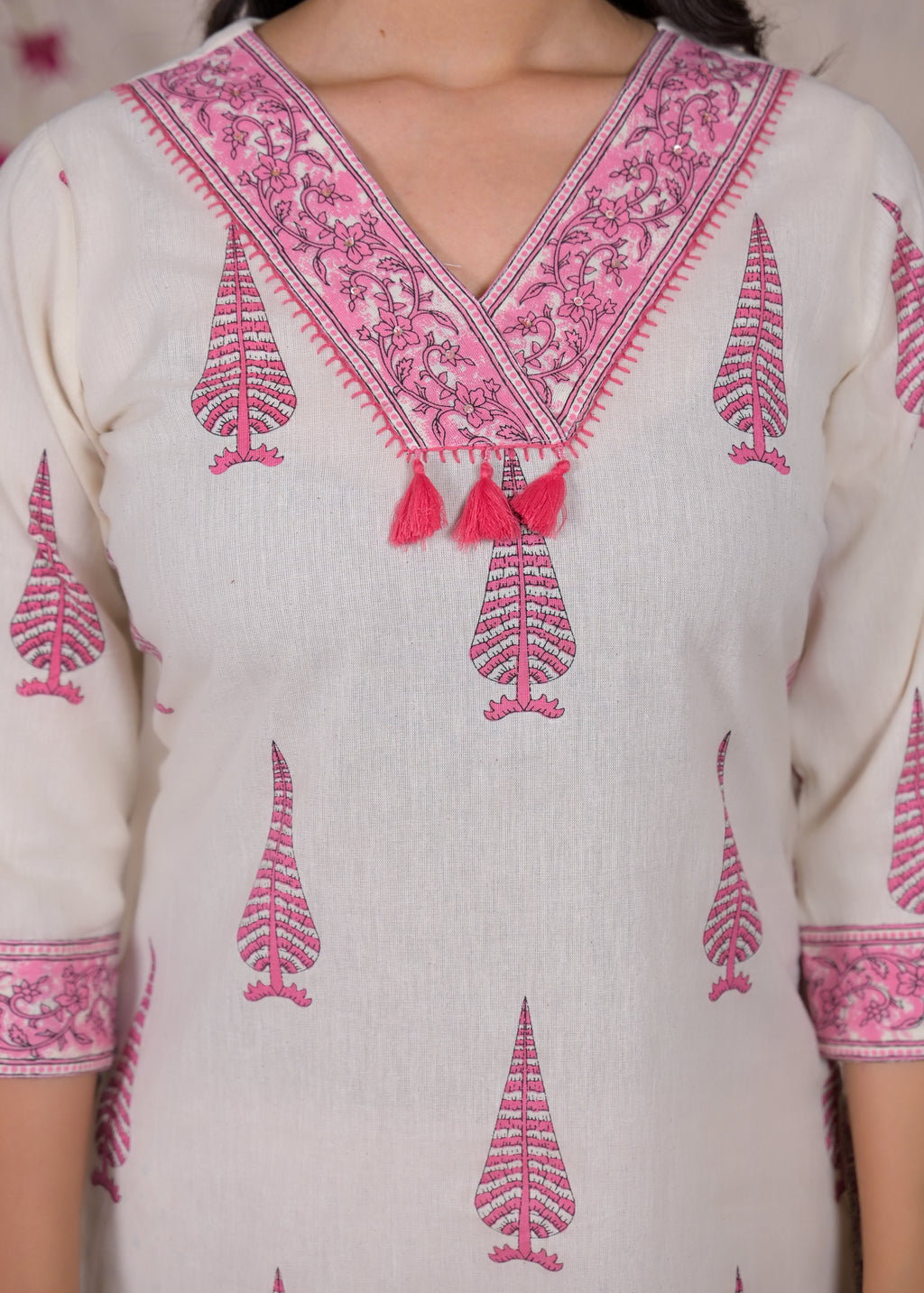 Women Jaipuri Block Printed 3 Piece Straight Kurta Pant Set with Dupatta