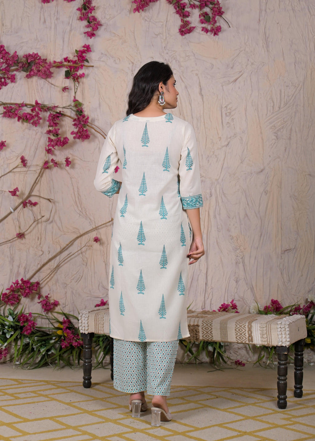Women Jaipuri Block Printed 3 Piece Straight Kurta Pant Set with Dupatta