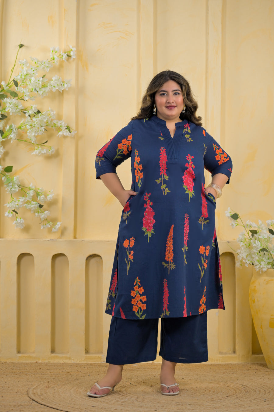 Botanical Print Tunic & Straight Pant 2 Piece Co-Ord Set