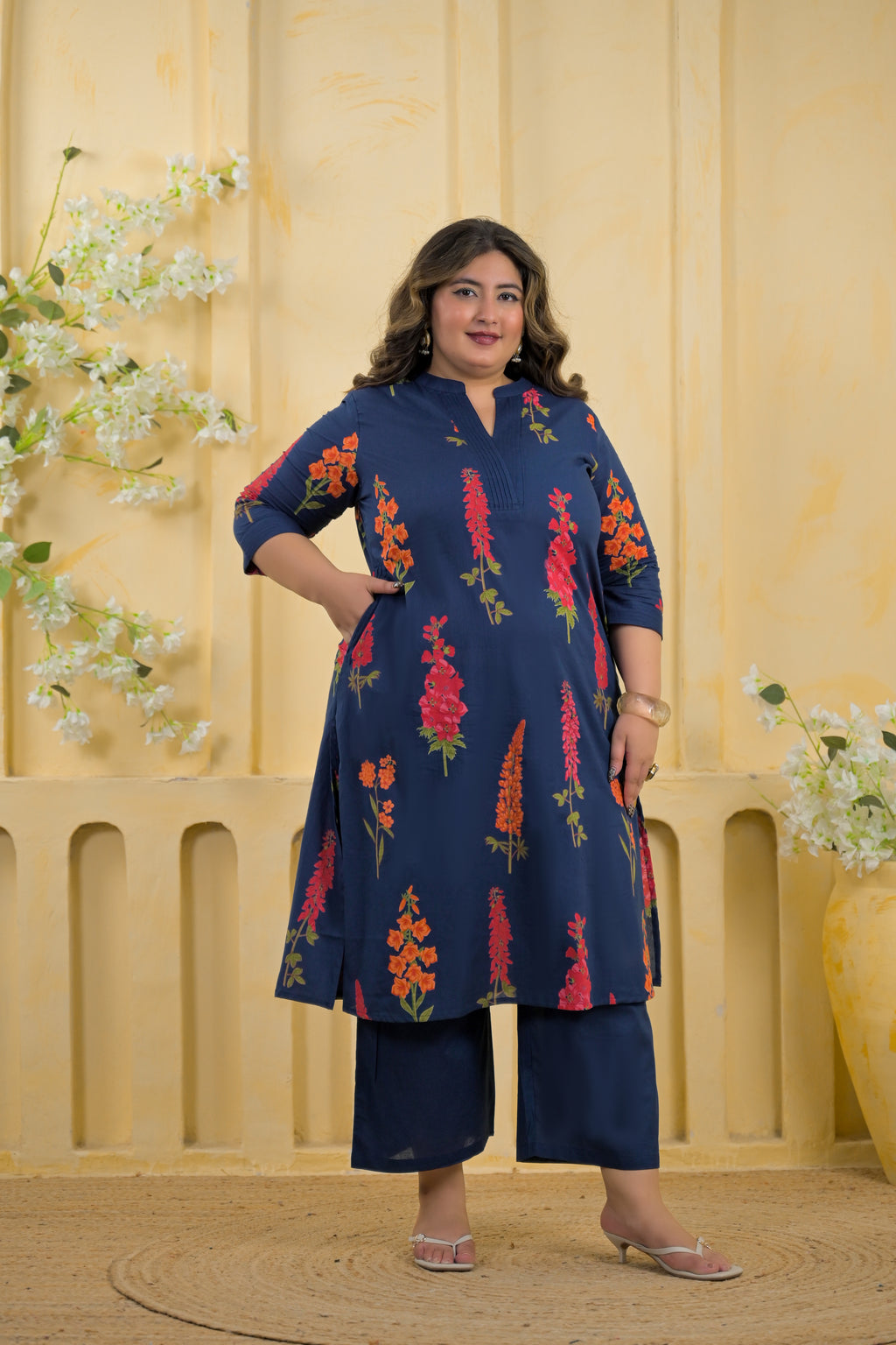 Botanical Print Tunic & Straight Pant 2 Piece Co-Ord Set