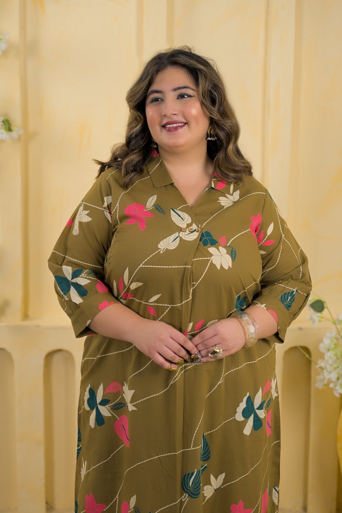 Floral Vine High-Low Tunic & Trouser 2 Piece Co-Ord Set