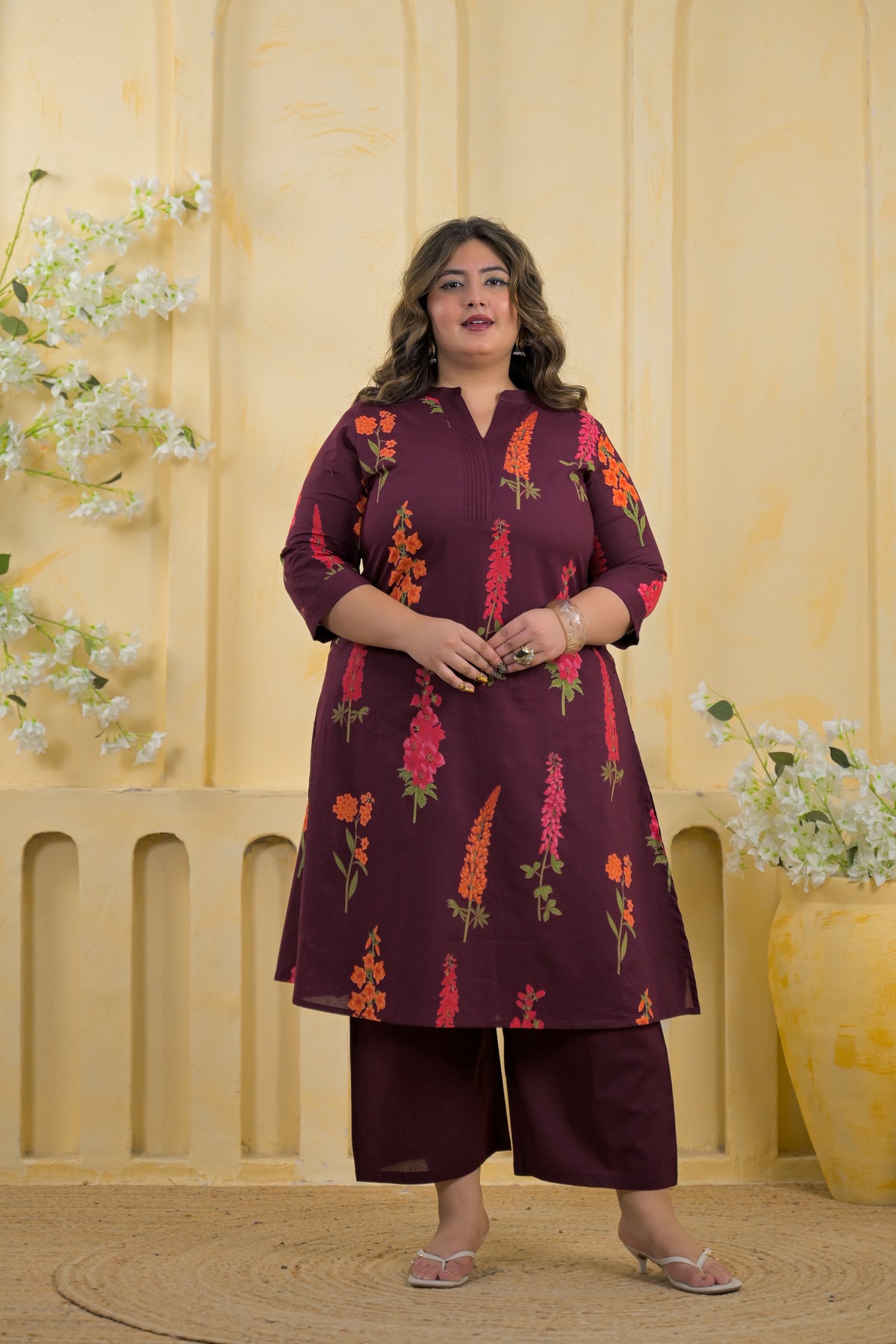 Botanical Print Tunic & Straight Pant 2 Piece Co-Ord Set