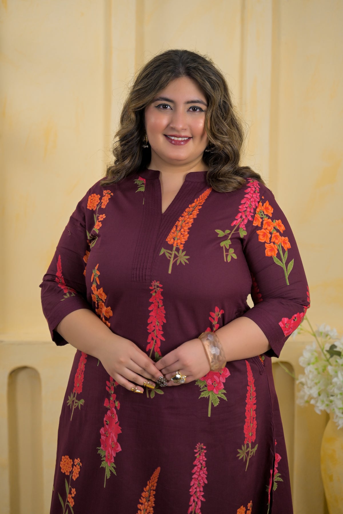 Botanical Print Tunic & Straight Pant 2 Piece Co-Ord Set