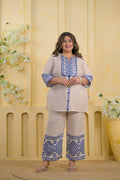 Women Geometric Embroidered Yoke Tunic with Palazzo - 2 Piece Co-Ord Set
