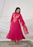 Ethnic Motif Printed Straight 3 Piece Kurta Set with Dupatta