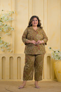Women Ethnic Mandala Print Collar Neck Top with Pant - 2 Piece Co-Ord Set