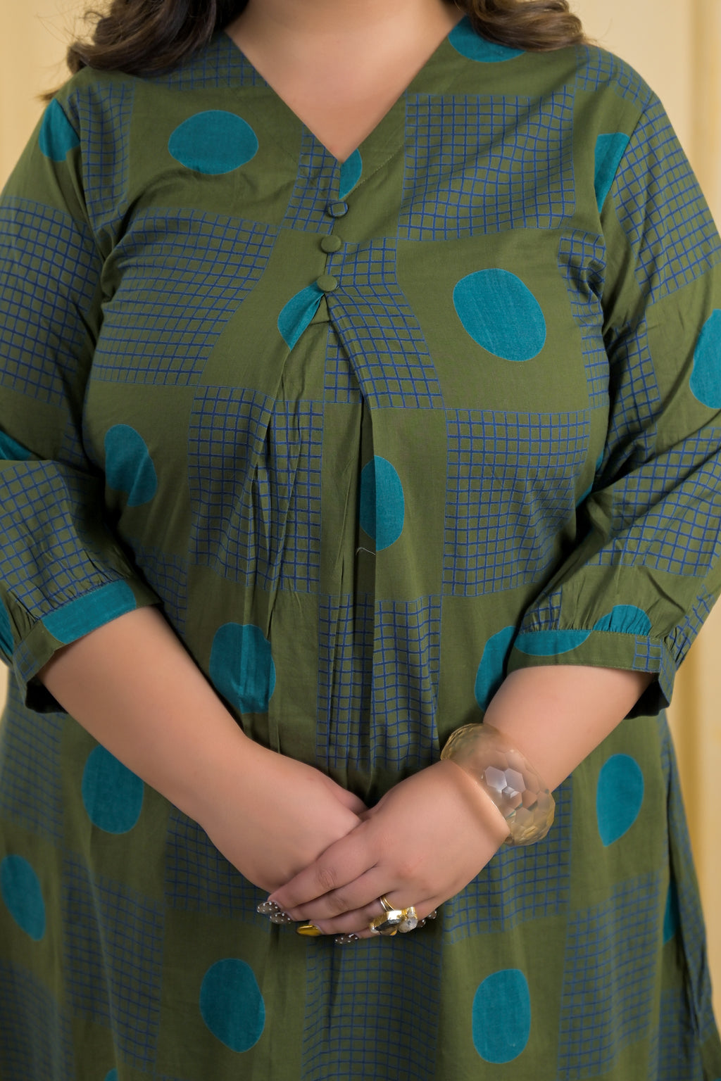 Women Printed Pleated V-Neck A-Line Kurta with Pant - 2 Piece Set