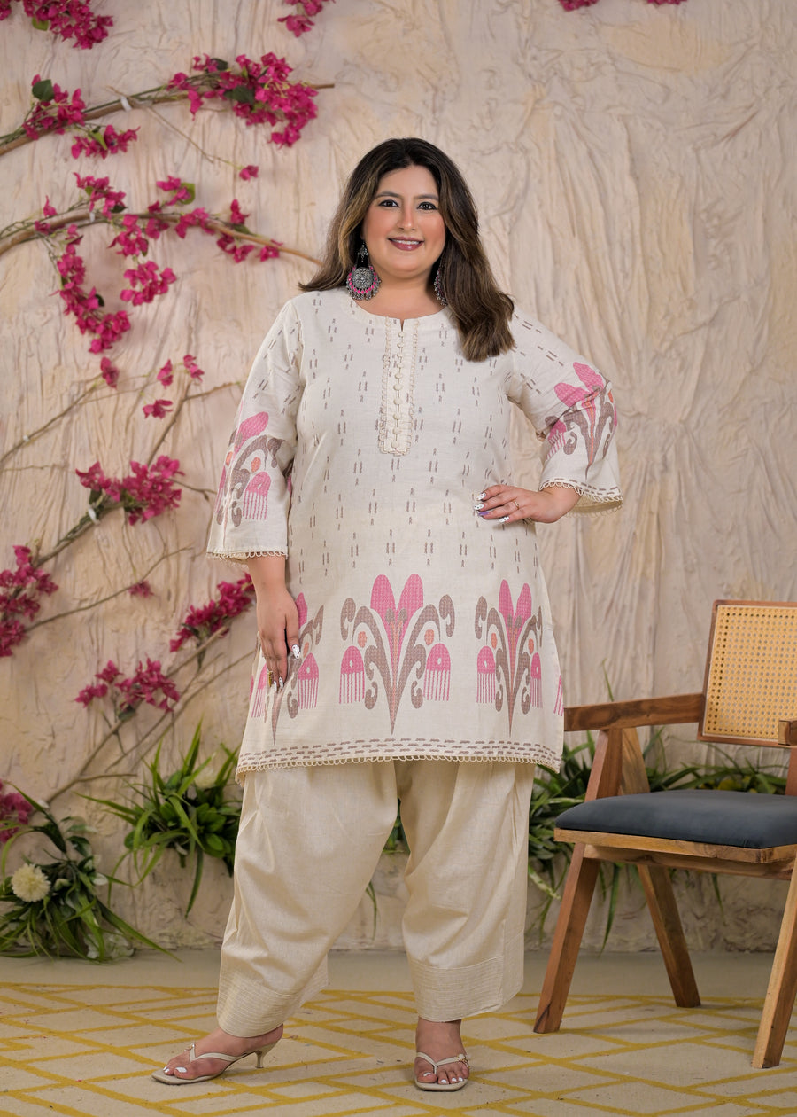 Women Ikat Motif 2 Piece Kurta Set