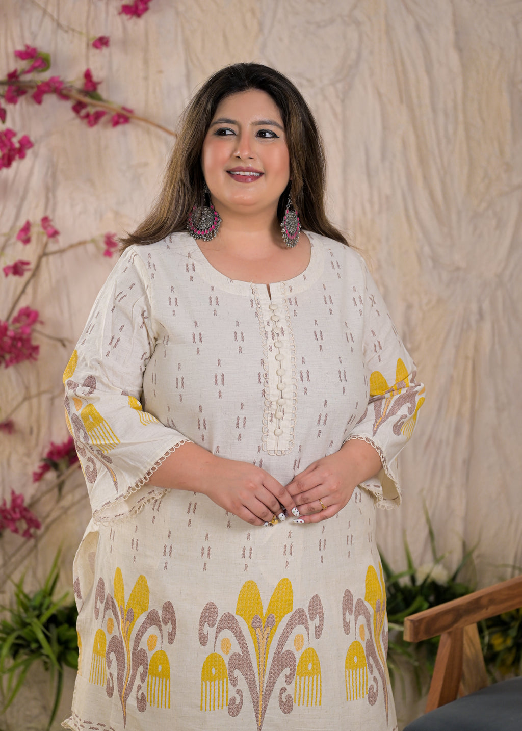 Women Ikat Motif 2 Piece Kurta Set